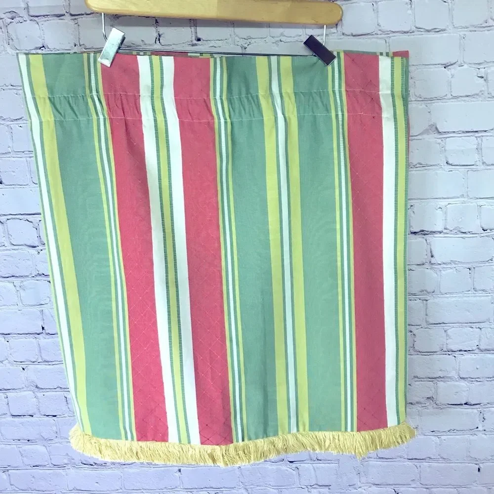 Custom Tailored Grandmillenial Valance Pink Green Gold Fringe Trim Size 24